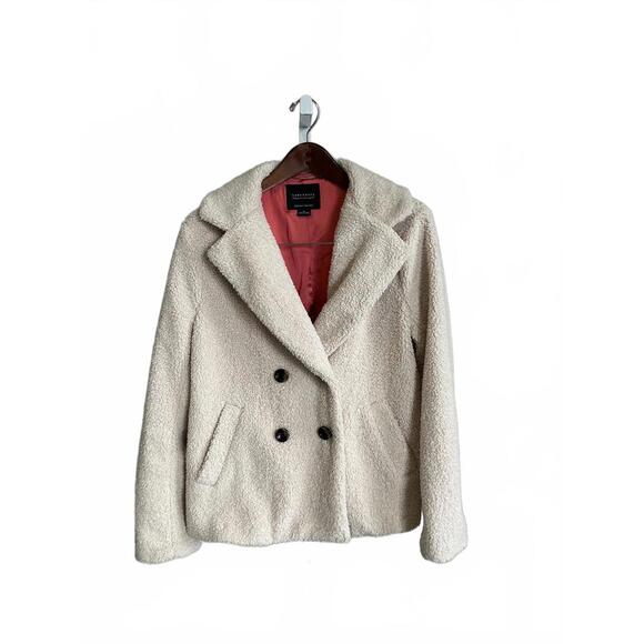 Sanctuary Women's Cream Faux Shearling Peacoat Jacket, Size M - Picture 2 of 9